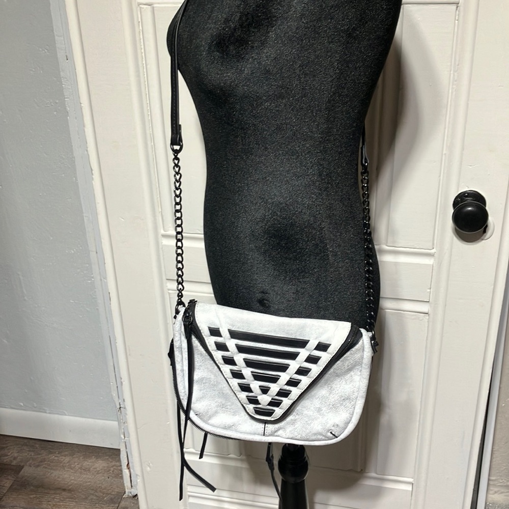 She + Lo Edgy Gray & Black Leather Crossbody